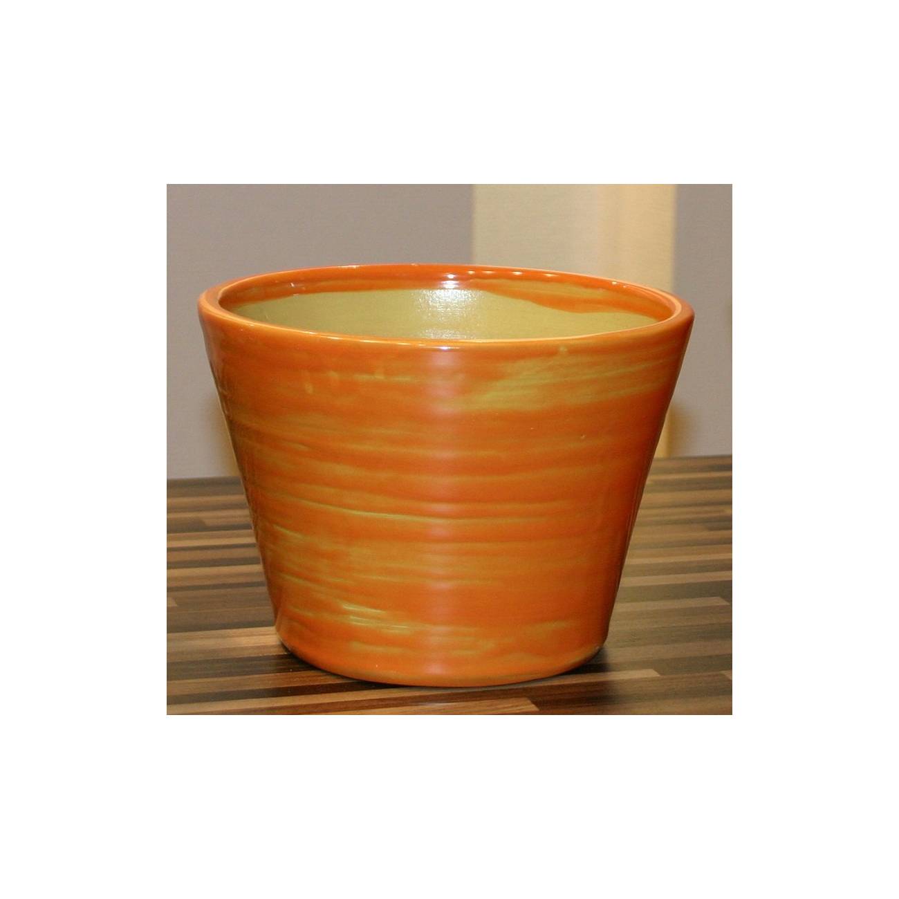 Petit pot style cuvier forme V col large Maori rouge orange Soleiados Provençal Petit pot style cuvier forme V col large Maori rouge orange Soleiados Provençal