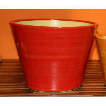 Petit pot style cuvier forme V col large Maori orange rouge Soleiados Sanguine