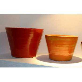Petit pot style cuvier forme V col large Maori orange rouge Soleiados Sanguine