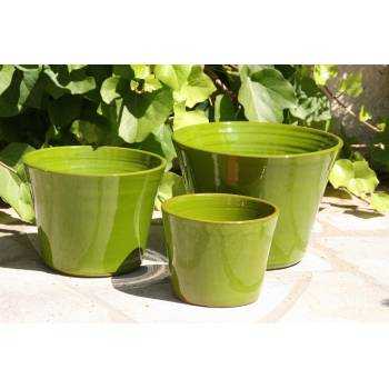 Petit pot style cuvier forme V col large Maori Vert Mousse Citron