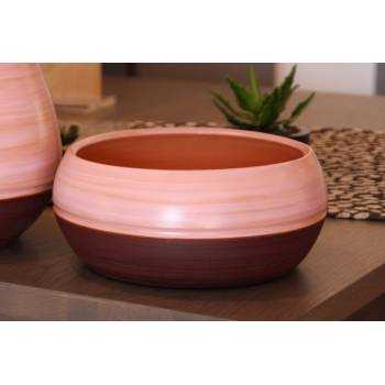 Pot bas et large forme de coupe ou vasque ronde Mélilo Rose et Marron Reflets Violet Terre de Rose