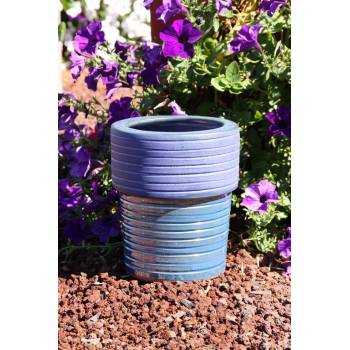 Pot cylindrique strié en forme de Boulon bleu violet Aigue Marine
