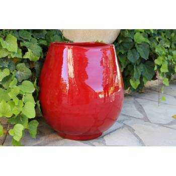 Vase forme goutte rebord asymétrique effet dentelle Maé rouge et marron Bois de Santal