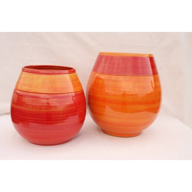 Grand pot forme goutte sur pied platefome Cheyennes Rouge Orange Soleiados Provençal