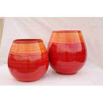 Grand pot forme goutte sur pied plateforme Cheyennes orange rouge Soleiados Sanguine