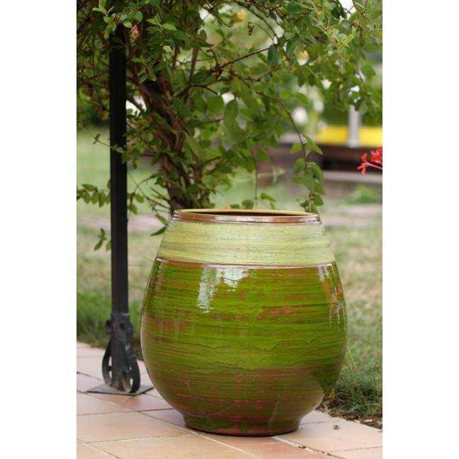 Grand pot forme goutte sur pied plateforme Cheyennes Vert Mousse Citron