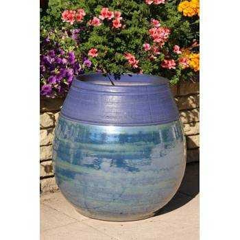 Grand pot forme goutte sur pied plateforme Cheyennes Bleu Violet Aigue Marine