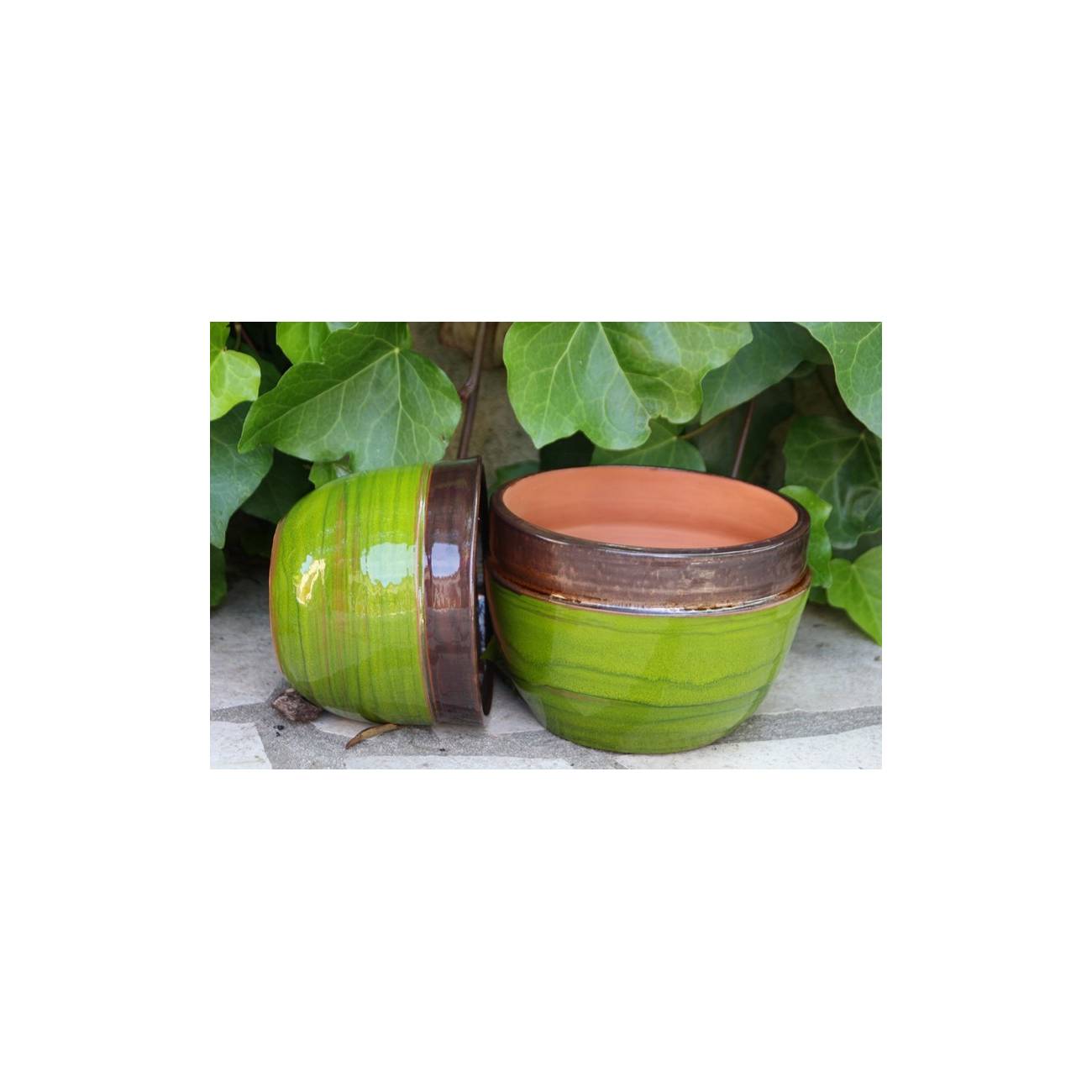 Pot profond en forme de U à double rebord Austral vert marron Bois et Nature