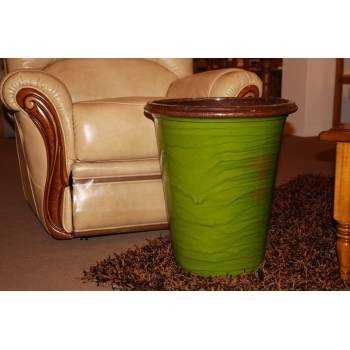 Pot en terre cuite forme cuvier en V large rebord Baobab vert marron Bois et Nature