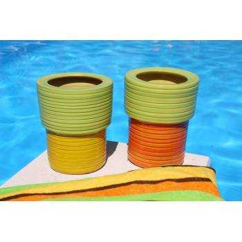 Pot cylindrique strié en forme de Boulon Jaune Vert Peps