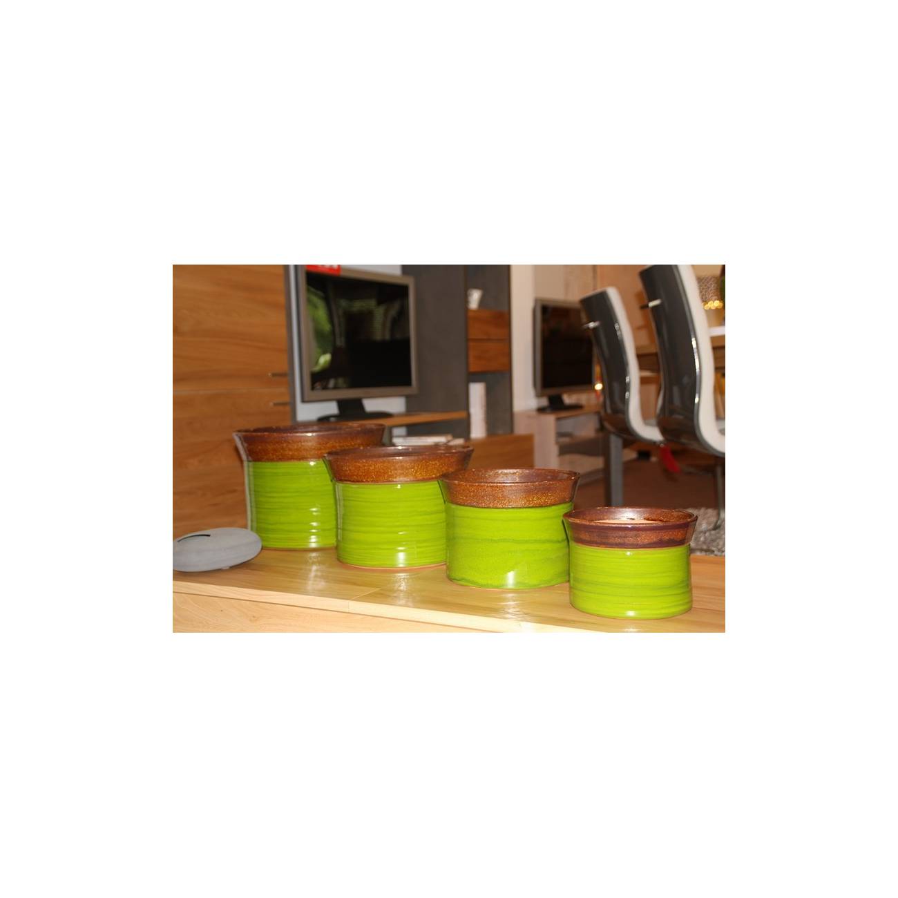 Vase droit Moreï vert et marron Bois Nature