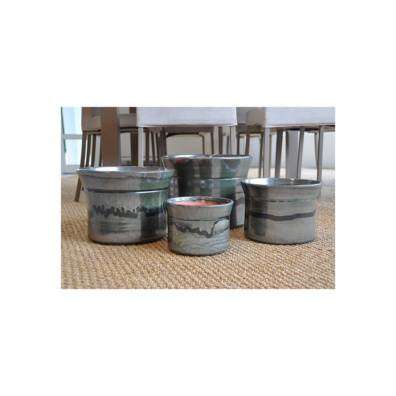 Vase droit Moreï gris vert et kaki Jungle