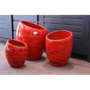 Vase design asymétrique Orion Rouge Soleil Couchant