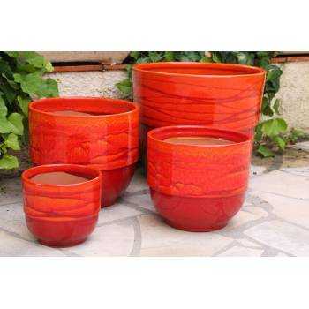 Pot à Rebord large marbré rouge orangé Soleil Couchant