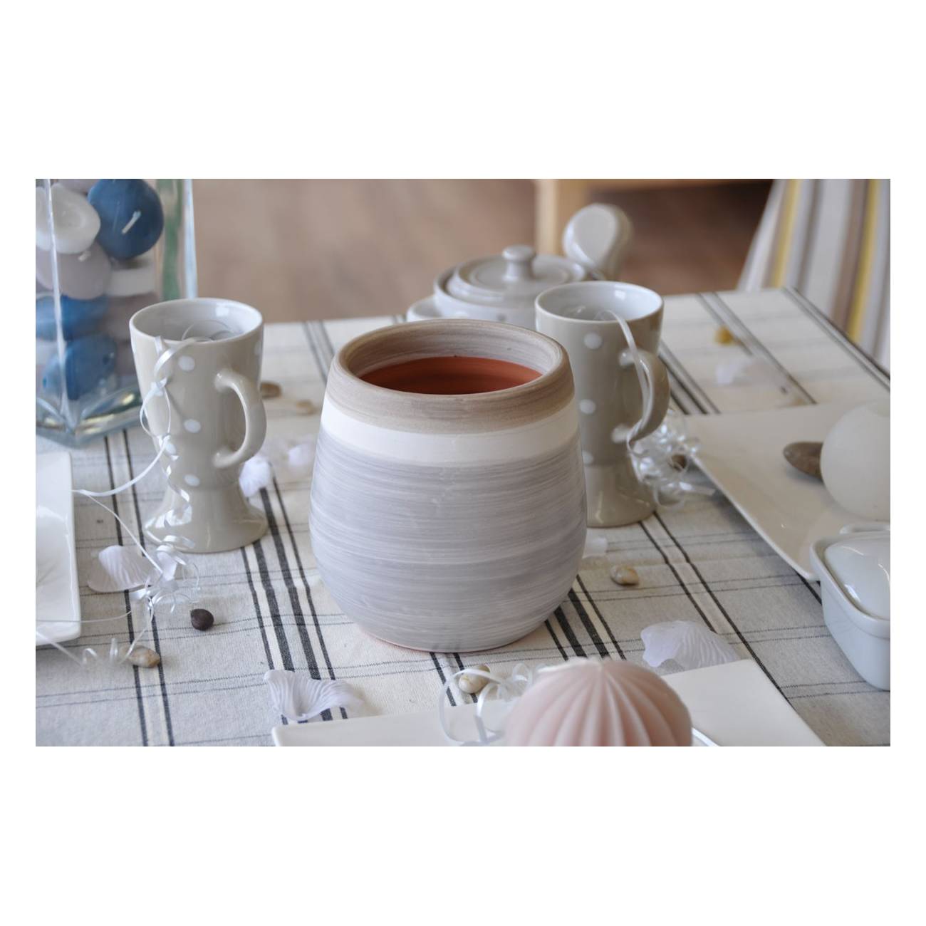 Pot Saint Tropez marron et blanc Esprit et Délicatesse