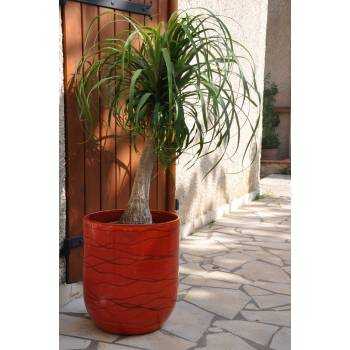 Pot moyen haut avec base arrondie Saint Tropez marbré rouge orangé Soleil Couchant