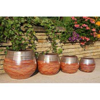 Grand pot Cancale marbré rose et bronze Bois de Rose