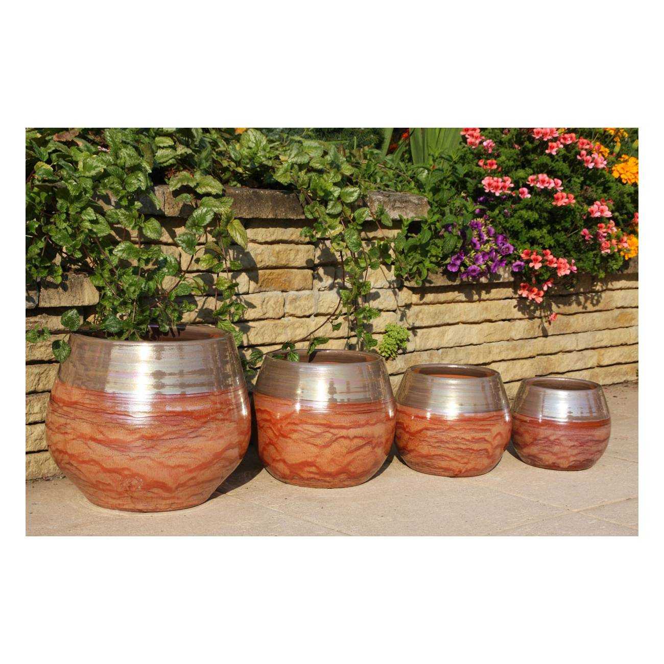 Grand pot Cancale marbré rose et bronze Bois de Rose