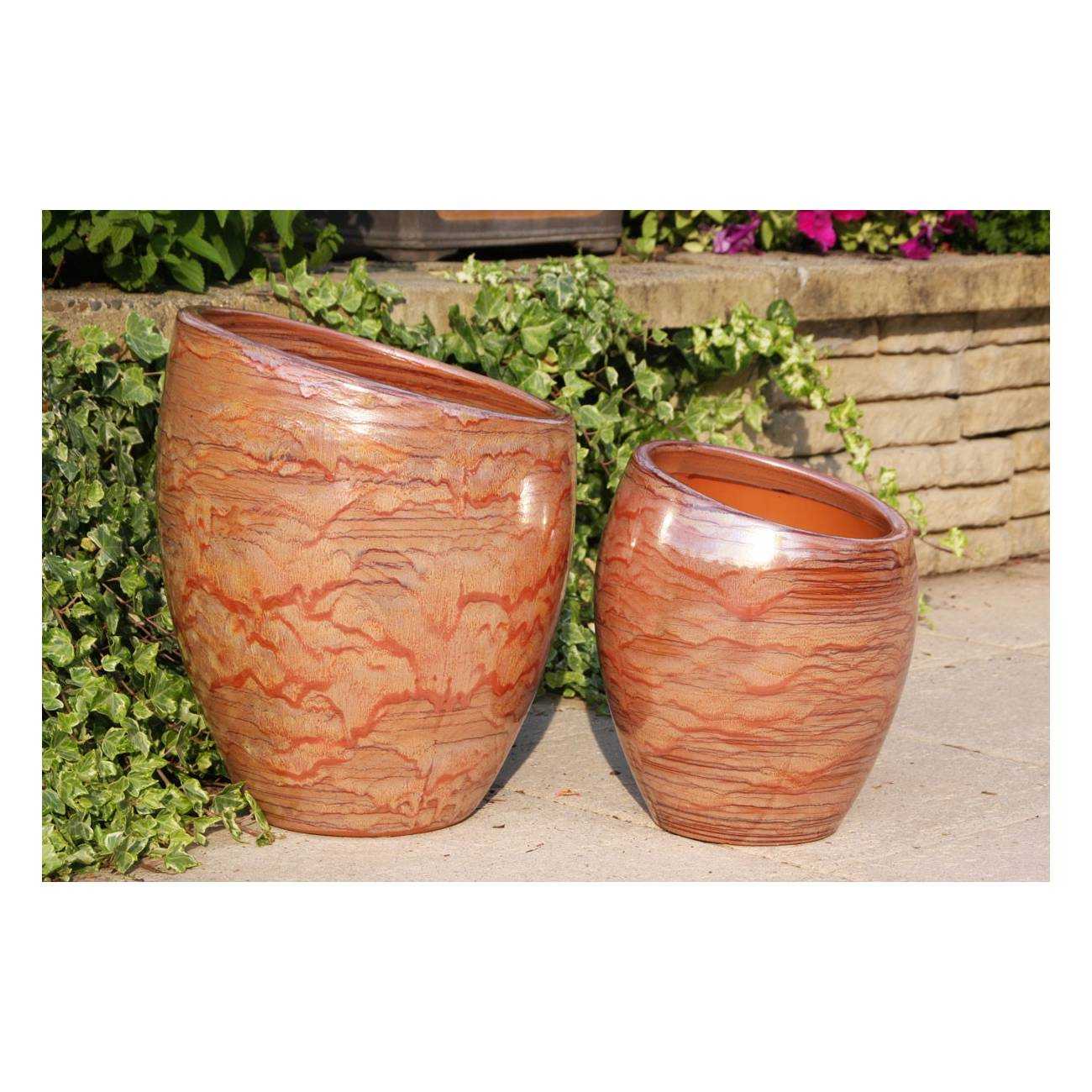 Vase design asymétrique Orion Orangé Bois de Rose