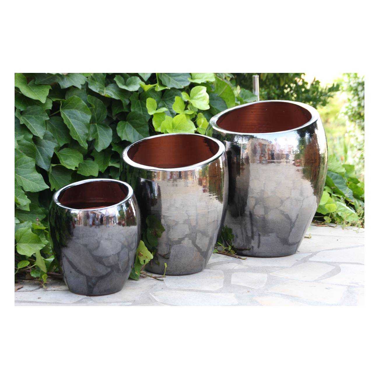 Vase design asymétrique Orion Gris Anthracite Métal