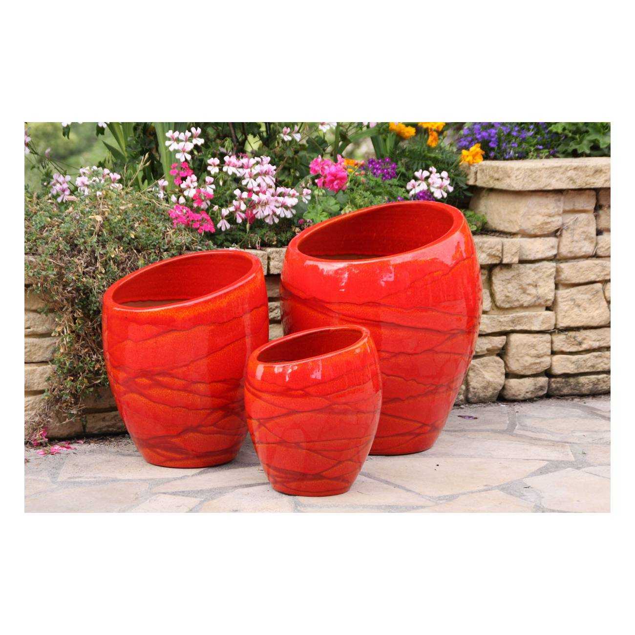 Vase design asymétrique Orion Rouge Soleil Couchant
