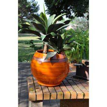 Pot rond large et profond sur plateforme Bahia Orange Pain d'Epices
