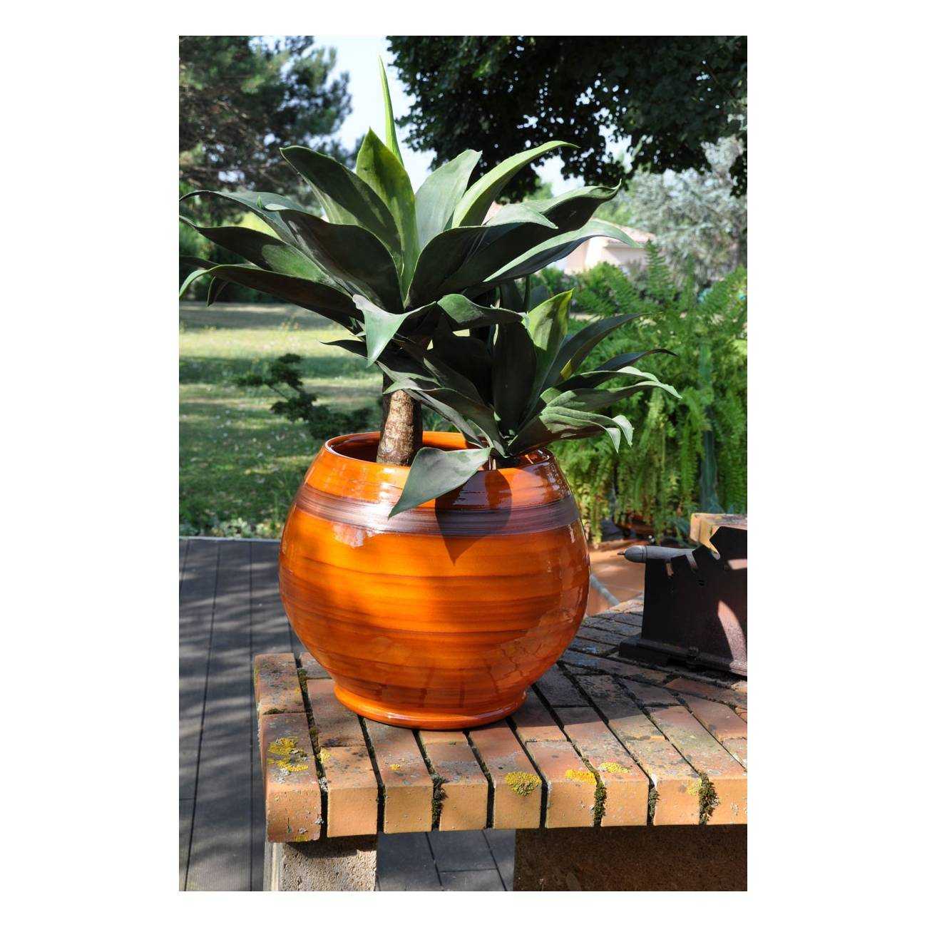 Pot rond large et profond sur plateforme Bahia Orange Pain d'Epices