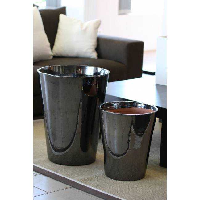 Pot artisanal cuvier haut forme en V Sydney gris anthracite brillant Métal
