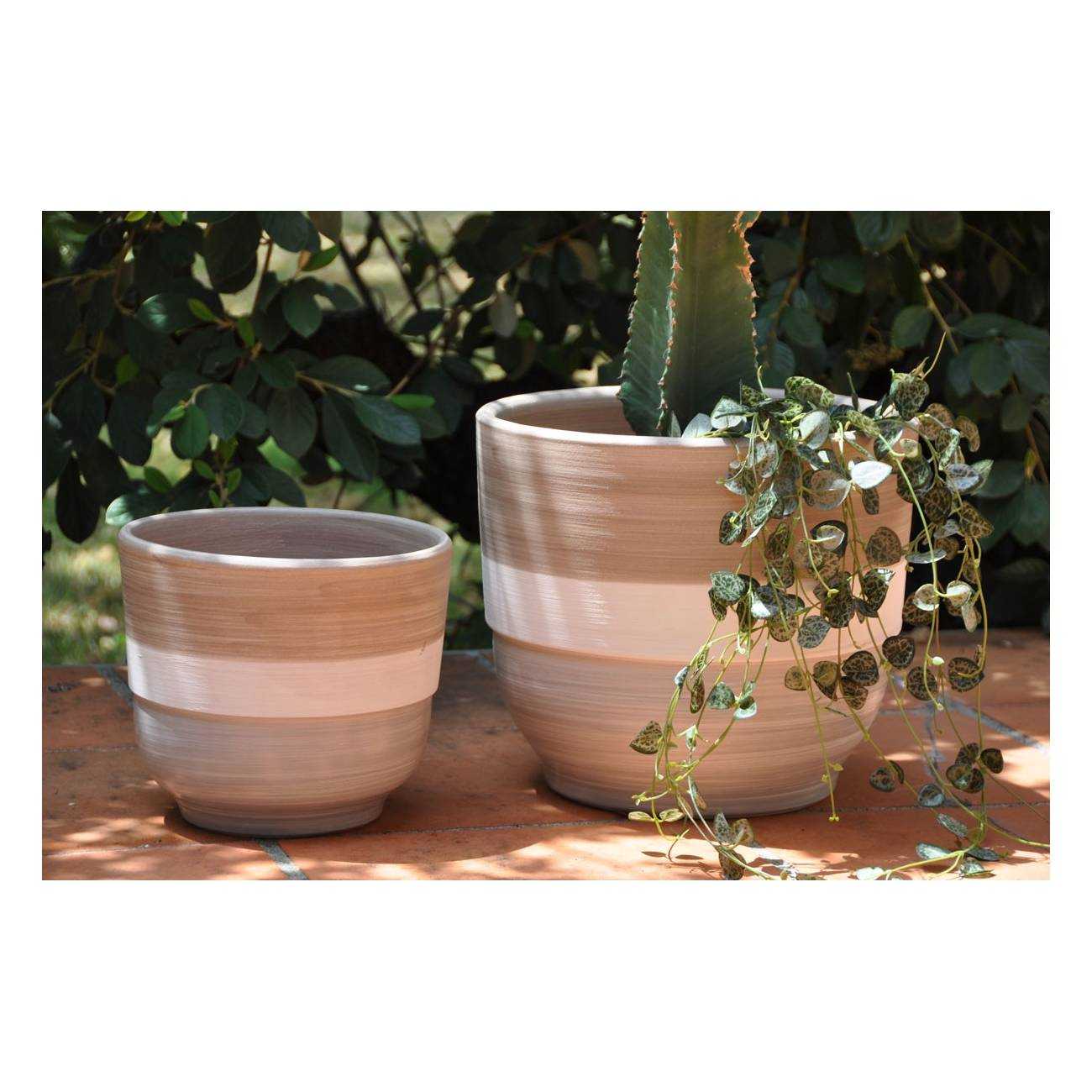 Vase haut Rebord marron blanc Esprit et Délicatesse