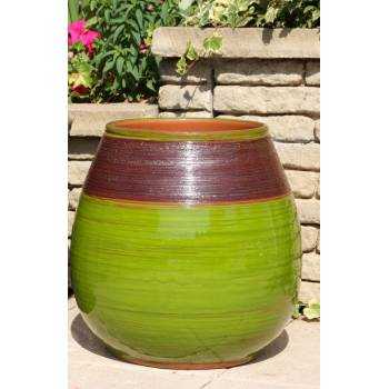 Grand pot forme goutte sur pied plateforme Cheyennes Vert et Marron Bois et Nature