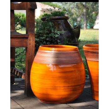 Grand pot forme goutte sur pied plateforme Cheyennes Orange Pain d'Epices