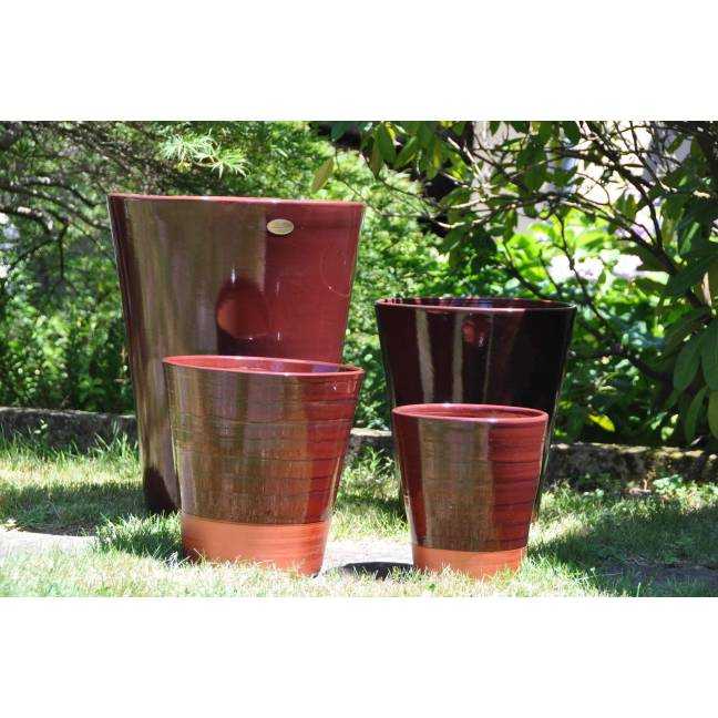 Pot artisanal cuvier haut forme en V Sydney marron rosé cuivré Tango Syrah