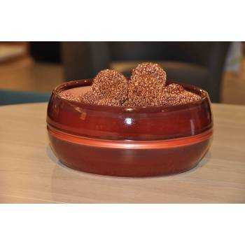 Pot bas et large forme de coupe ou vasque ronde Mélilo marron rose cuivré Tango Syrah