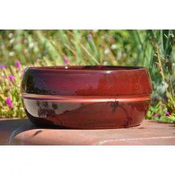 Pot bas et large forme de coupe ou vasque ronde Mélilo marron rose cuivré Tango Syrah