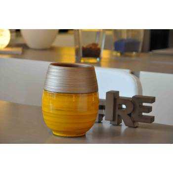 Vase design forme œuf Inspiration jaune moutarde et bronze Ibiza Sunshine