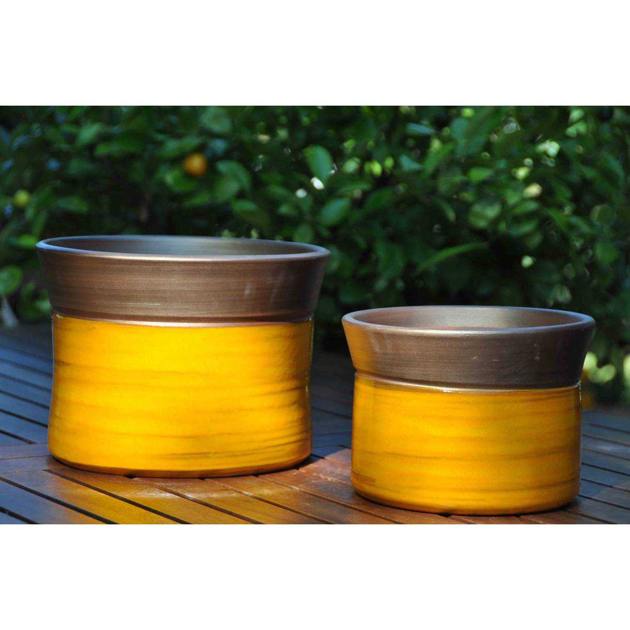 Vase droit Moreï jaune et bronze Ibiza Sunshine