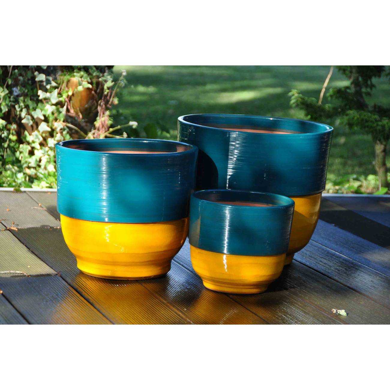 Vase droit Rebord vert canard et jaune Fashion's Pop