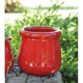 Petit pot fait-main droit au large rebord Tendresse Rouge Coquelicot