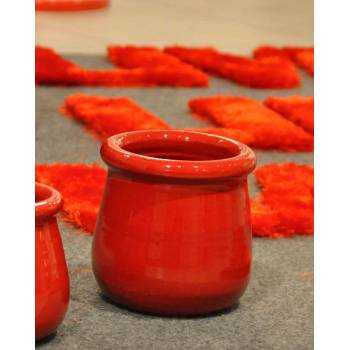 Petit pot fait-main droit au large rebord Tendresse Rouge Coquelicot