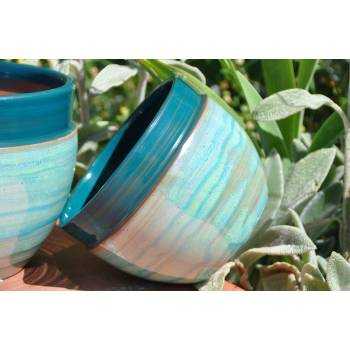 Petit pot rond profond Austral bleu et turquoise Blue Lagoon