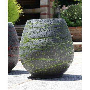 Grand pot forme goutte sur pied plateforme Cheyennes gris Terre de Lave Vert