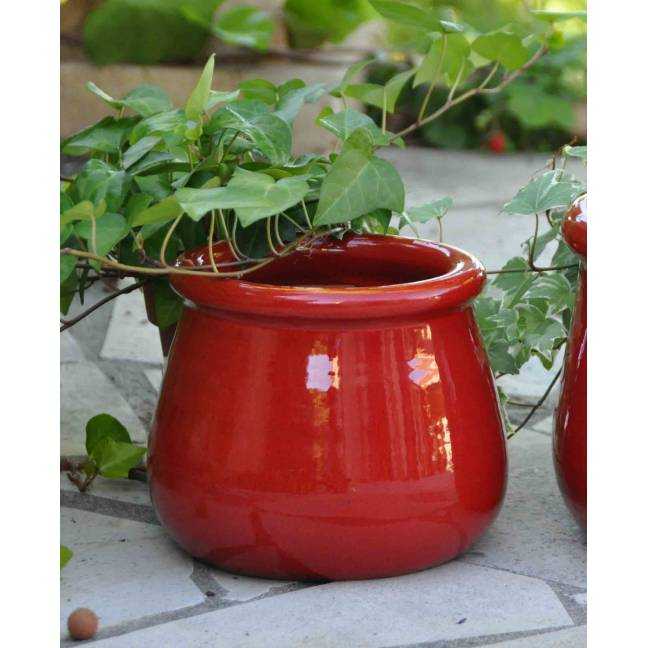 Petit pot fait-main au large rebord Douceur Rouge Coquelicot