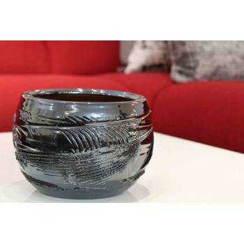 Petit pot effet de Matière gris Anthracite Métal