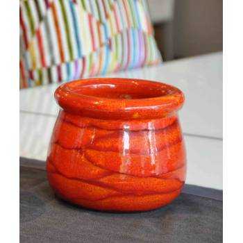 Petit pot fait-main droit au large rebord Douceur Orange Soleil Couchant