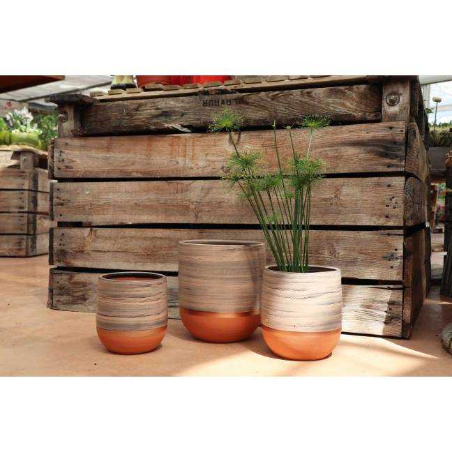 Pot de fleurs base arrondie Saint tropez gris Nude