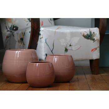 Pot en terre cuite rond et large Cancale rose Mat'essence Liberty