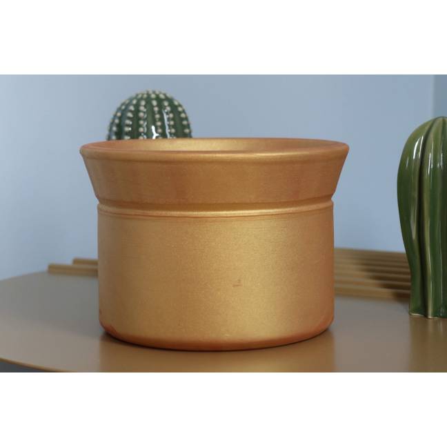 Vase droit artisanal cylindrique col évasé Moreï doré Mat'essence Gold