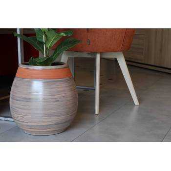 Grand pot forme goutte sur pied platefome Cheyennes gris Nude