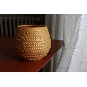 Pot en terre cuite rond et large en forme de U Cancale Chevron