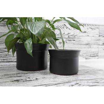 Vase droit artisanal cylindrique col évasé Moreï noir Mat'essence Black